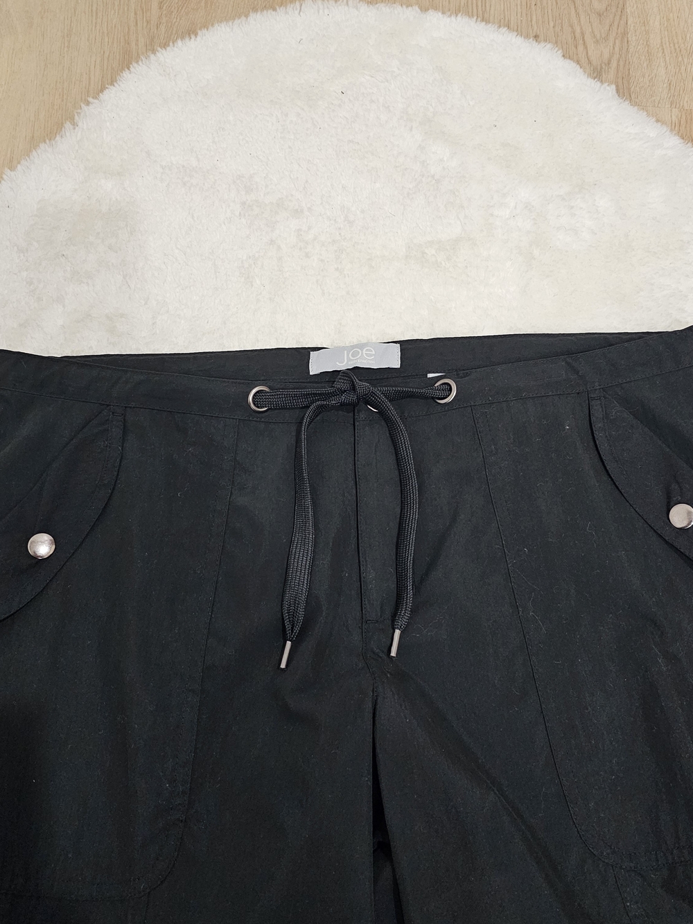 JoeFresh Black WideLeg Utility Pants Drawstring Cargo Minimalist Quiet Luxury 10 - Picture 7 of 13